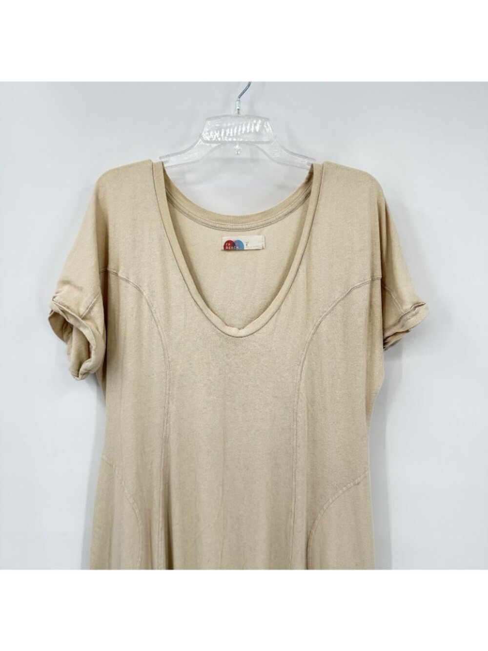 Free People Beach Meadow Tee Dress maxi cream LARGE boho retro chic summer vacay - Picture 3 of 13